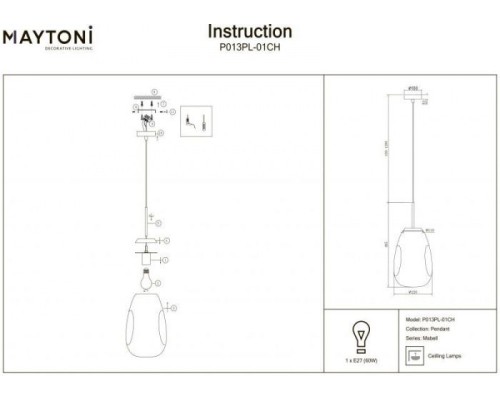 Подвесной светильник Mabell P013PL-01C Maytoni Подвесной светильник Mabell P013PL-01C Maytoni