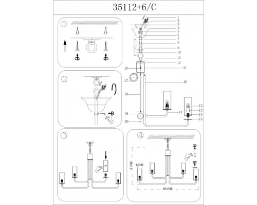 Подвесная люстра 35100 35112+6/C Newport Подвесная люстра 35100 35112+6/C Newport