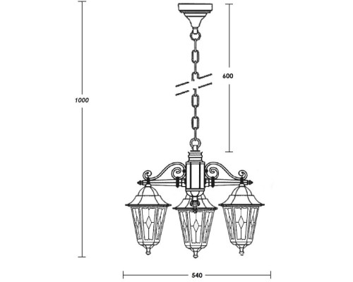 Уличный светильник подвесной PETERSBURG lead GLASS 79870lg/3 Bl Oasis Light Уличный светильник подвесной PETERSBURG lead GLASS 79870lg/3 Bl Oasis Light