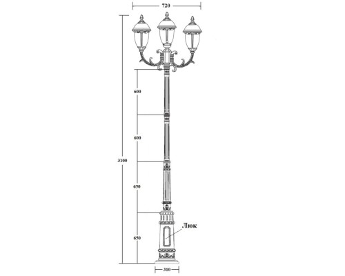 Наземный фонарь St.LOUIS L 89110LB/16/E7 Gb мат/тр Oasis Light Наземный фонарь St.LOUIS L 89110LB/16/E7 Gb мат/тр Oasis Light