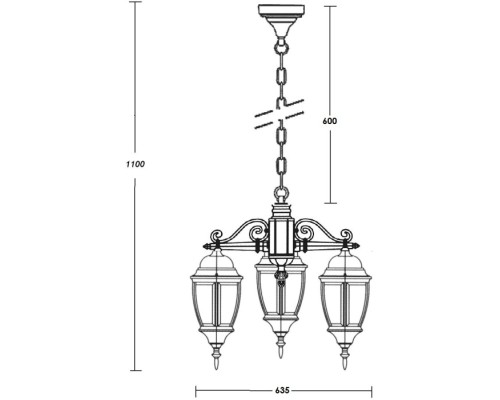 Уличный светильник подвесной 91270L/3 Bl Oasis Light Уличный светильник подвесной 91270L/3 Bl Oasis Light