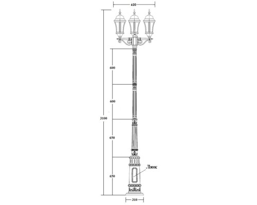 Наземный фонарь ASTORIA 1 L 91310LB/E7 Bl Oasis Light Наземный фонарь ASTORIA 1 L 91310LB/E7 Bl Oasis Light