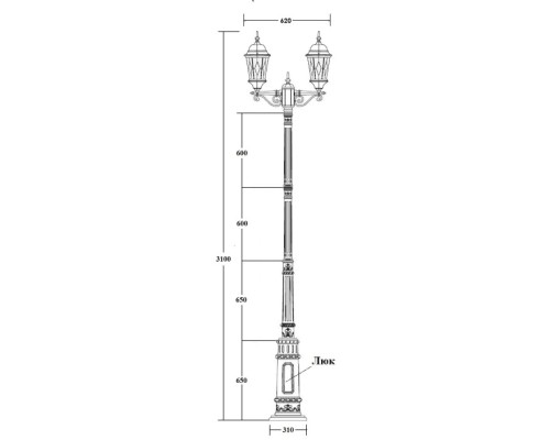 Наземный фонарь ASTORIA 2M 91410MA/E7 Bl ромб Oasis Light Наземный фонарь ASTORIA 2M 91410MA/E7 Bl ромб Oasis Light