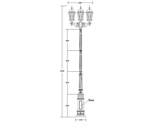 Наземный фонарь ASTORIA 2M 91410MB/E7 Gb ромб Oasis Light Наземный фонарь ASTORIA 2M 91410MB/E7 Gb ромб Oasis Light