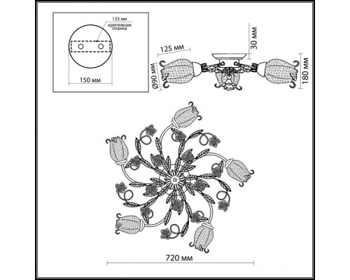 Потолочная люстра Ameli 2252/5C Odeon Light Потолочная люстра Ameli 2252/5C Odeon Light
