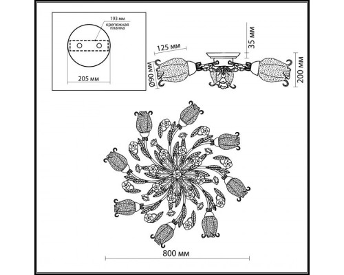 Потолочная люстра Ameli 2252/8C Odeon Light Потолочная люстра Ameli 2252/8C Odeon Light
