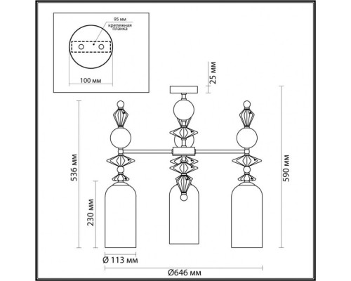 Потолочная люстра Bizet 4893/3C Odeon Light Потолочная люстра Bizet 4893/3C Odeon Light