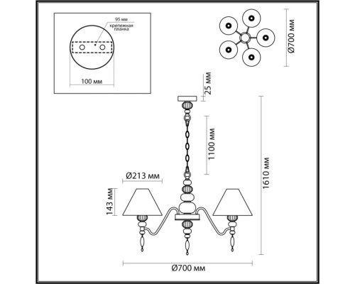 Подвесная люстра Sochi 4896/5 Odeon Light Подвесная люстра Sochi 4896/5 Odeon Light