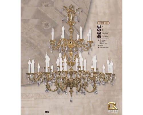Подвесная люстра 003D 003D/40 AB ASFOUR Riperlamp Подвесная люстра 003D 003D/40 AB ASFOUR Riperlamp