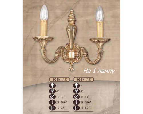 Бра 009N 009N/1 AB Riperlamp Бра 009N 009N/1 AB Riperlamp