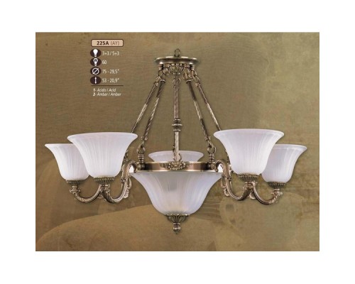 Потолочная люстра 225A 225A/5+3 AY AMBER Riperlamp Потолочная люстра 225A 225A/5+3 AY AMBER Riperlamp