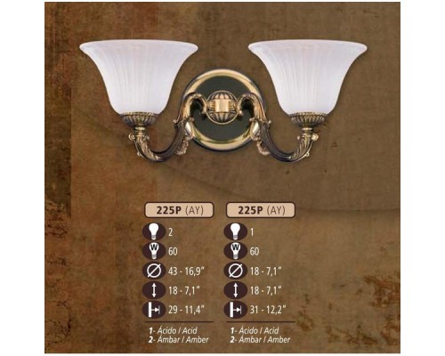 Бра 225P 225P/2 AY AMBER Riperlamp Бра 225P 225P/2 AY AMBER Riperlamp