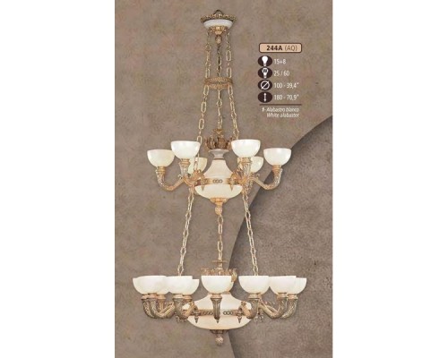 Подвесная люстра 244A 244A/15+8 AQ WHITE/CREAM ALABASTER Riperlamp Подвесная люстра 244A 244A/15+8 AQ WHITE/CREAM ALABASTER Riperlamp