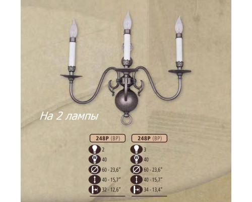 Бра 248P 248P/2 BP Riperlamp Бра 248P 248P/2 BP Riperlamp