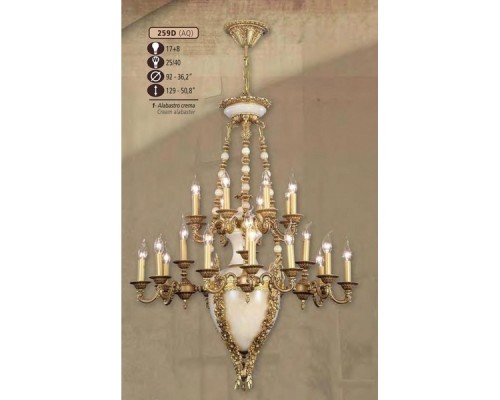 Подвесная люстра 259D 259D/17+8 AQ CREAM ALABASTER Riperlamp Подвесная люстра 259D 259D/17+8 AQ CREAM ALABASTER Riperlamp