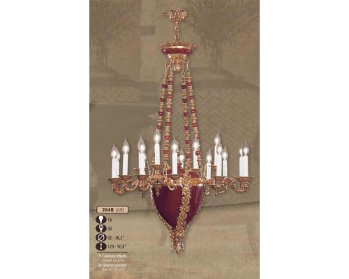 Подвесная люстра 264B 264B/16 AB COBALT/GARNET CERAMIC Riperlamp Подвесная люстра 264B 264B/16 AB COBALT/GARNET CERAMIC Riperlamp