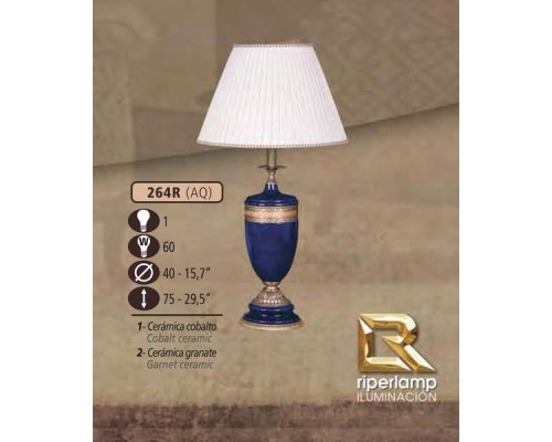 Интерьерная настольная лампа 264R 264R/1 AQ COBALT/GARNET CERAMIC - CREAM SHADE Riperlamp Интерьерная настольная лампа 264R 264R/1 AQ COBALT/GARNET CERAMIC - CREAM SHADE Riperlamp