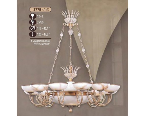 Подвесная люстра 277B 277B/12+2 AM WHITE ALABASTER Riperlamp Подвесная люстра 277B 277B/12+2 AM WHITE ALABASTER Riperlamp