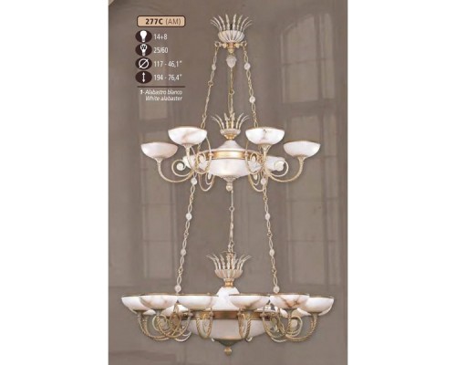 Подвесная люстра 277C 277C/14+8 AM WHITE ALABASTER Riperlamp Подвесная люстра 277C 277C/14+8 AM WHITE ALABASTER Riperlamp