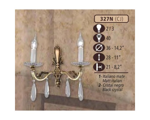 Бра 327N 327N/2 CJ MATT ITALIAN Riperlamp Бра 327N 327N/2 CJ MATT ITALIAN Riperlamp
