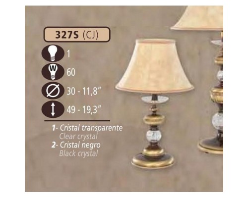 Интерьерная настольная лампа 327S 327S/1 CJ CLEAR GLASS-CREAM SHADE Riperlamp Интерьерная настольная лампа 327S 327S/1 CJ CLEAR GLASS-CREAM SHADE Riperlamp