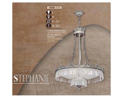 Подвесная люстра 354E 354E/6 CX ACID W/CARVING, ASFOUR Riperlamp Подвесная люстра 354E 354E/6 CX ACID W/CARVING, ASFOUR Riperlamp