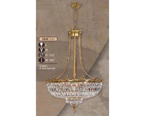 Подвесная люстра 354F 354F/6 EA CRYSTAL ASFOUR Riperlamp Подвесная люстра 354F 354F/6 EA CRYSTAL ASFOUR Riperlamp