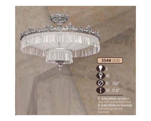 Потолочная люстра 354H 354H/6 CX ACID W/CARVING, ASFOUR Riperlamp Потолочная люстра 354H 354H/6 CX ACID W/CARVING, ASFOUR Riperlamp