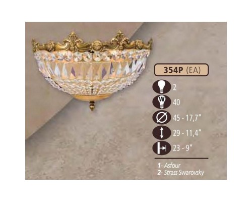 Настенный светильник 354P 354P/2 EA CRYSTAL ASFOUR Riperlamp Настенный светильник 354P 354P/2 EA CRYSTAL ASFOUR Riperlamp