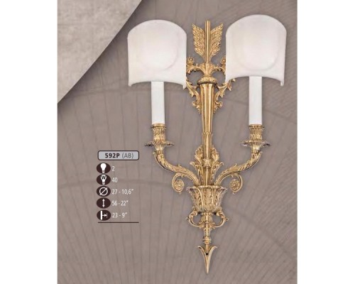 Бра 592P 592P/2 AB CREAM SHADE Riperlamp Бра 592P 592P/2 AB CREAM SHADE Riperlamp