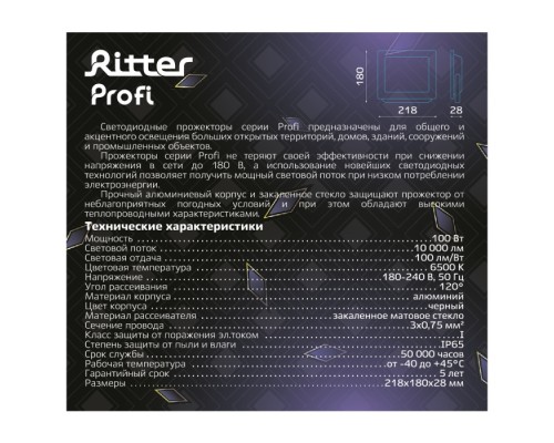 Прожектор уличный PROFI 53410 9 Ritter Прожектор уличный PROFI 53410 9 Ritter
