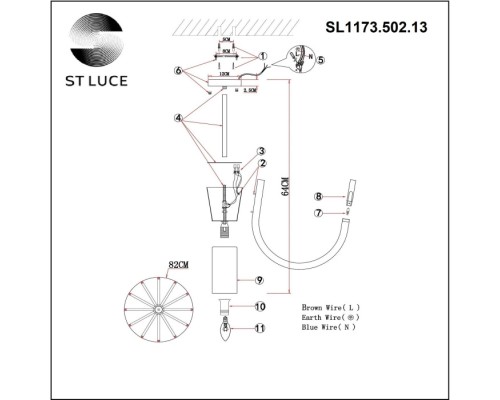 Потолочная люстра Pafe SL1173.502.13 ST Luce Потолочная люстра Pafe SL1173.502.13 ST Luce