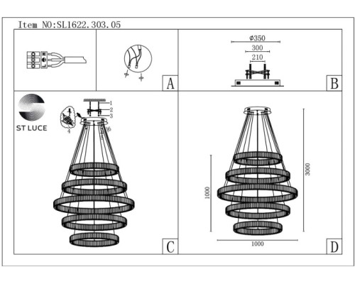 Подвесная люстра Tivoli SL1622.303.05 ST Luce Подвесная люстра Tivoli SL1622.303.05 ST Luce