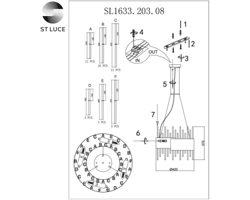 Подвесная люстра Olvera SL1633.203.08 ST Luce Подвесная люстра Olvera SL1633.203.08 ST Luce