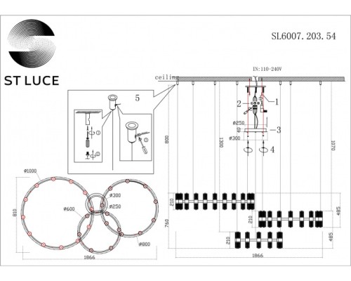 Подвесная люстра Gemina SL6007.203.54 ST Luce Подвесная люстра Gemina SL6007.203.54 ST Luce