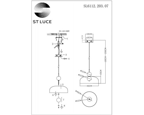 Подвесной светильник Ode SL6112.203.07 ST Luce Подвесной светильник Ode SL6112.203.07 ST Luce