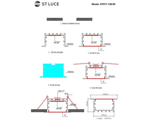 Профиль для светодиодной ленты Светодиодные ленты ST017.129.05 ST Luce Профиль для светодиодной ленты Светодиодные ленты ST017.129.05 ST Luce
