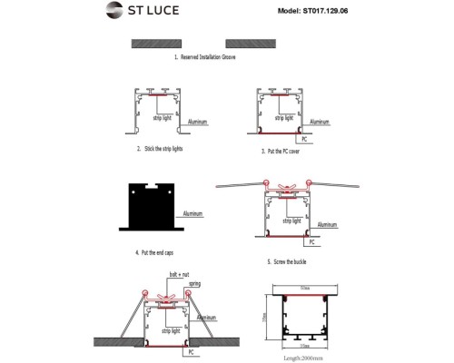 Профиль для светодиодной ленты Светодиодные ленты ST017.129.06 ST Luce Профиль для светодиодной ленты Светодиодные ленты ST017.129.06 ST Luce
