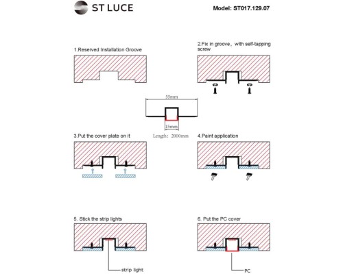 Профиль для светодиодной ленты Светодиодные ленты ST017.129.07 ST Luce Профиль для светодиодной ленты Светодиодные ленты ST017.129.07 ST Luce