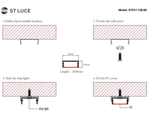 Профиль для светодиодной ленты Светодиодные ленты ST017.129.08 ST Luce Профиль для светодиодной ленты Светодиодные ленты ST017.129.08 ST Luce