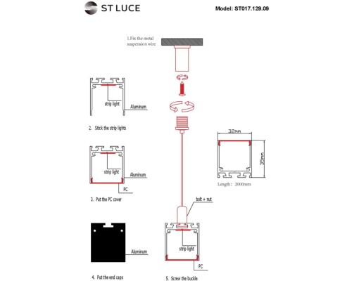 Профиль для светодиодной ленты Светодиодные ленты ST017.129.09 ST Luce Профиль для светодиодной ленты Светодиодные ленты ST017.129.09 ST Luce