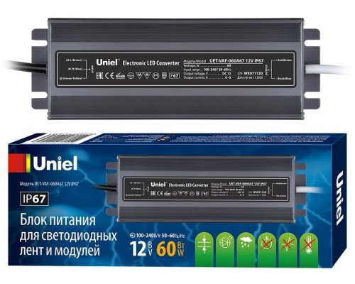 Блок питания UET-VAF UET-VAF-060A67 12V IP67 Uniel Блок питания UET-VAF UET-VAF-060A67 12V IP67 Uniel