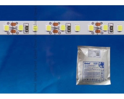 Светодиодная лента ULS-2835-60LED/m-8mm-IP20-DC24V-6W/m-5M-DW катушка в герметичной упаковке Uniel Светодиодная лента ULS-2835-60LED/m-8mm-IP20-DC24V-6W/m-5M-DW катушка в герметичной упаковке Uniel