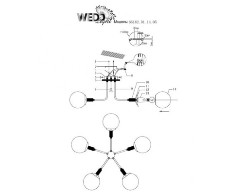 Потолочная люстра Alisiya 66162.01.14.05 Wedo Light