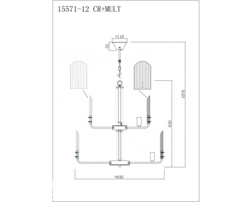 Подвесная люстра Dolce 15571-12 CR+MULT iLamp Подвесная люстра Dolce 15571-12 CR+MULT iLamp