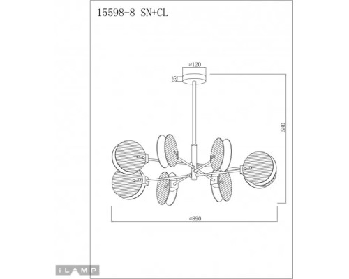 Потолочная люстра Panorama 15598-8 SN+CL iLamp Потолочная люстра Panorama 15598-8 SN+CL iLamp