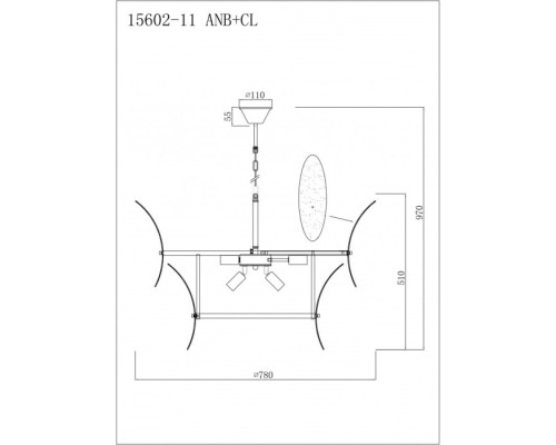 Подвесная люстра Gramercy 15602-11 ANB+CL iLamp Подвесная люстра Gramercy 15602-11 ANB+CL iLamp