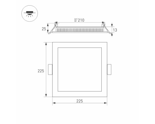 Светильник DL-225x225M-21W Warm White 020137 Arlight