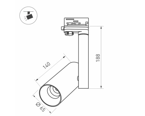 Корпус SP-POLO-TRACK-4TR-PIPE-R65 (BK, 1-3, 200mA) 024226(1) Arlight