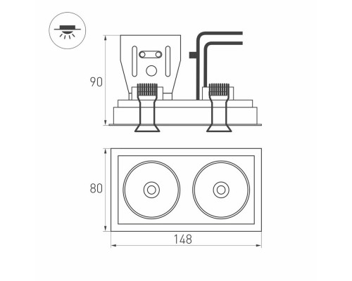 Светильник CL-SIMPLE-S148x80-2x9W Warm3000 (WH, 45 deg) 026876 Arlight